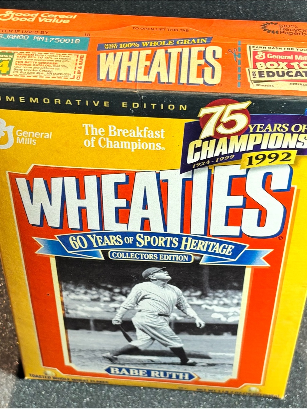General Mills Wheaties 60 Years of Sports Heritage Babe Ruth Collectors Box